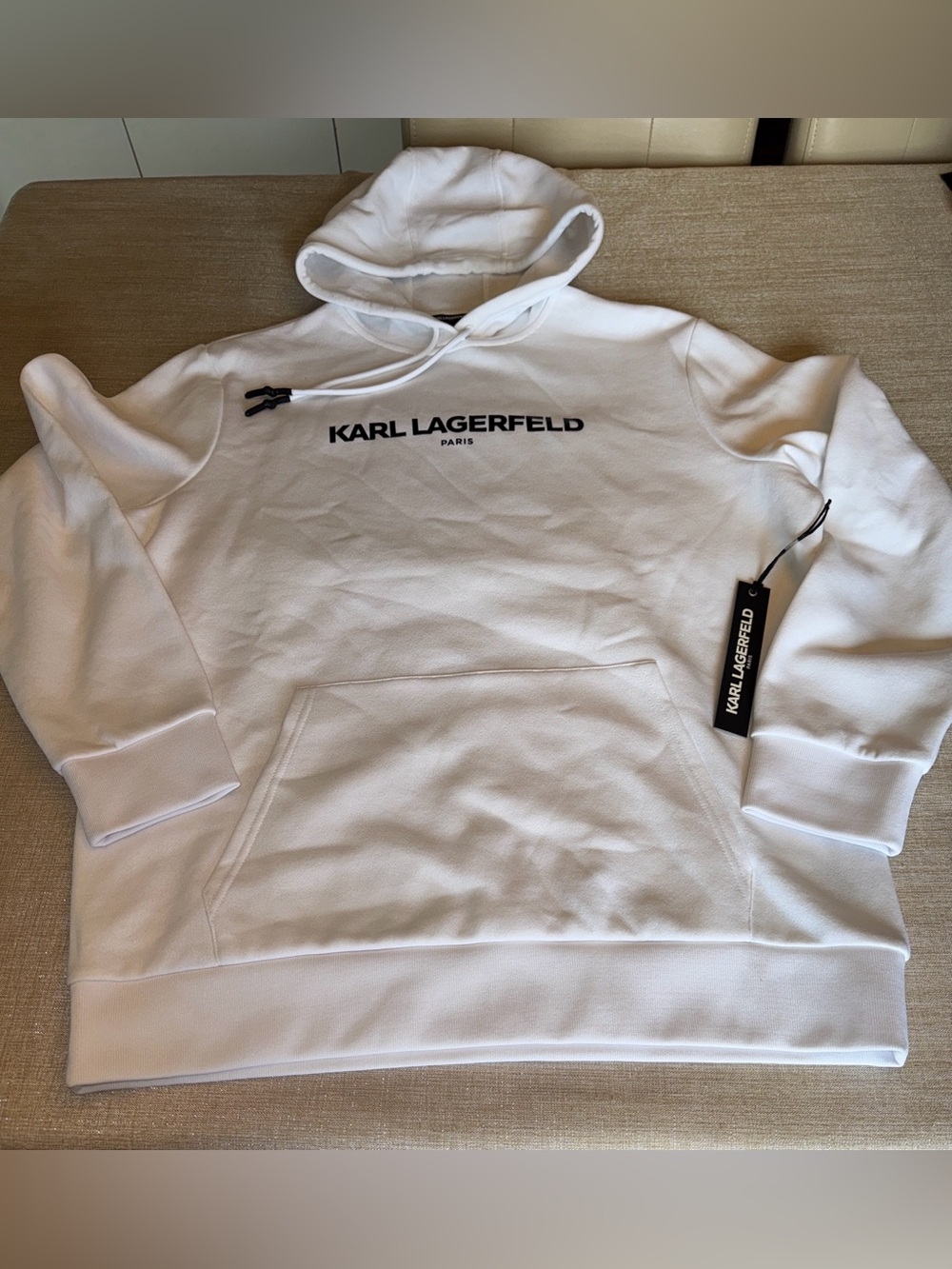 Karl Lagerfeld- Men's L /NWT/White Logo Pullover Hoodie